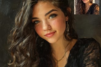 paint a portrait into painting with oil painting