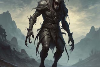 draw a horror and fantasy horror character art
