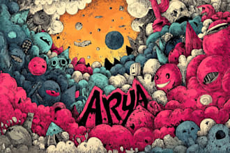 draw doodle art name or merch design