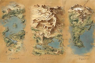 draw a fantasy map with digital watercolours