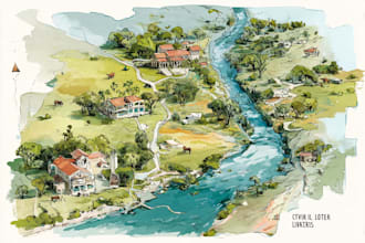 sketch watercolors custom illustrated maps in procreate