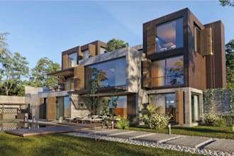reconstruct 3d exterior apartment render, small luxury building designer model