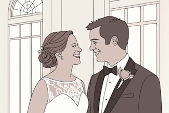 draw couple portrait wedding portrait illustration