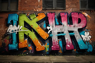 paint real graffiti art on the street wall