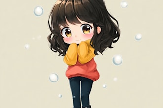 draw chibi anime character art kawaii for you