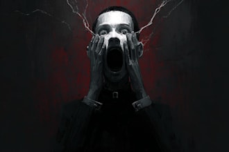 create dark art gothic illustrations in engraving style