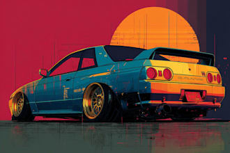 draw a jdm car vector illustration for t shirt design