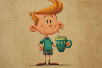 draw vintage retro cartoon mascot illustration