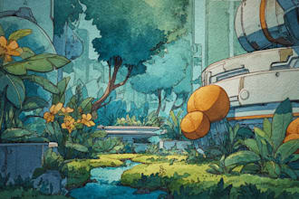 draw a watercolor landscape illustration