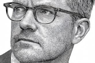 draw a hedcut wsj portrait style from photo