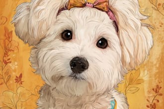 make your pet portrait into cute disney style illustration