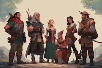 illustrate your dnd campaign party in fantasy art style