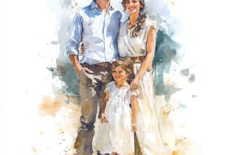 do watercolor family portrait wedding portrait