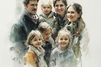 draw a sketchy watercolor portrait for you