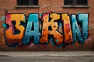 paint real graffiti art on the street wall