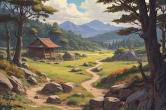 draw anime background, 2d environment, landscape