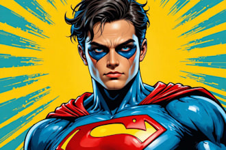 draw a superhero pop art portrait