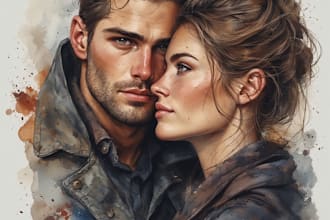 make a custom watercolor portrait of you and your partner