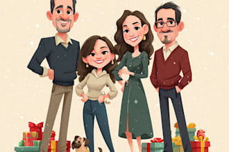 create  cartoon sketch christmas card