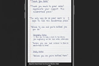 provide professional handwriting services for letters notes and assignment