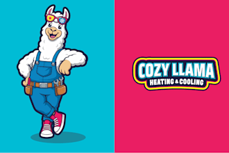 design a premium mascot construction heating cooling hvac logo