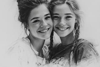 draw a watercolor and friendship portrait