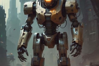 illustrate futuristic and sci fi robot