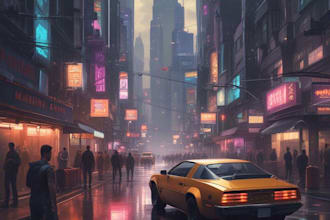 create stunning sci fi city illustrations