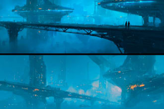 create sci fi city or landscape art for you