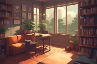draw anime background, 2d environment, landscape