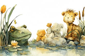 draw original watercolor children book traditional art