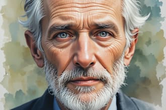 make old man watercolor portraits for you
