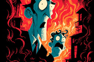 create retro horror cartoon illustration for your t shirt