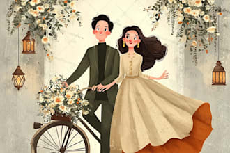design couple portrait illustration