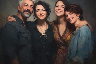 do colorful art family portrait, friendship portrait