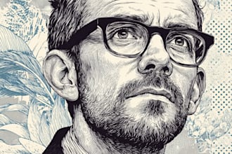 draw a custom digital art  in linocut style