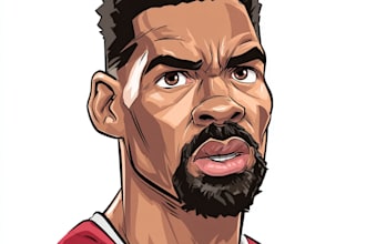 draw sports cartoon with big head or caricature style