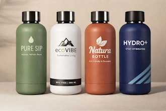 design custom water bottle, gym and juice label for your brand