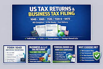 prepare US tax returns, llc business taxes, 1040, 1120, 1065 and 5472
