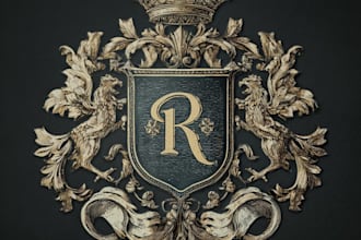 design a premium heraldic, luxury, crest and vintage logo