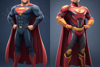 create superhero character logo and friendship portrait