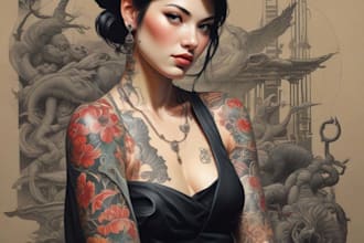 design traditional japanese irezumi tattoo art
