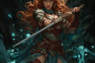 draw a character illustration in a fantasy world