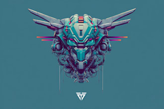 do awesome futuristic cyberpunk style or mecha logo for you