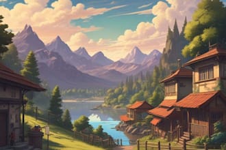 draw anime background, landscape illustrations