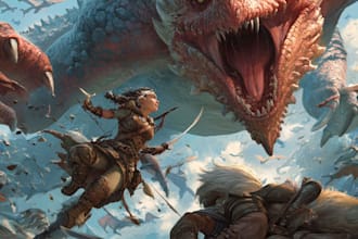 create fantasy game key art and illustrated covers