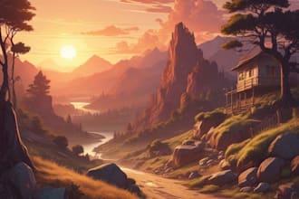 draw anime background illustration for vtubers and cover