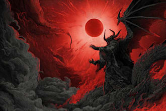 create dark fantasy art illustration for albums cover, merch, tattoo