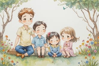 make a digital watercolor character art