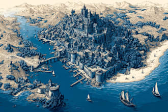 do fantasy city map for dnd map illustration world vector map novels board game
